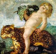 Franz von Stuck Boy Bacchus Riding on a Panther oil painting